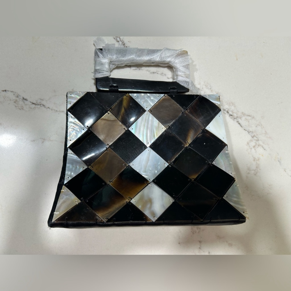 NEW Retro 70's Acrylic Checkerboard Clutch Purse 7”